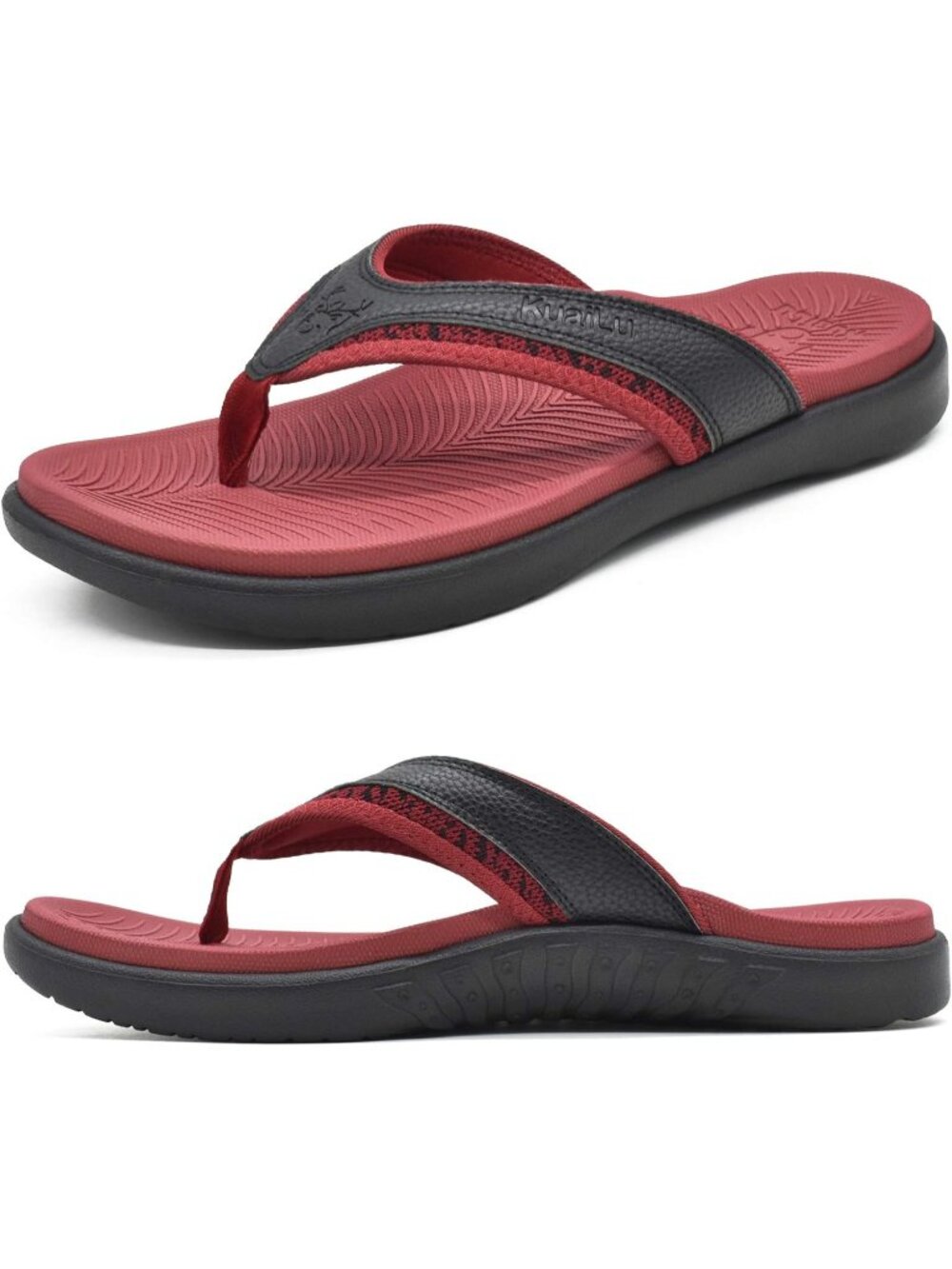 Men's Black Red Sport Flip Flops Comfort Orthotic Thong Sandals Arch Support